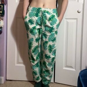 J. Crew Green Leaf Print Joggers